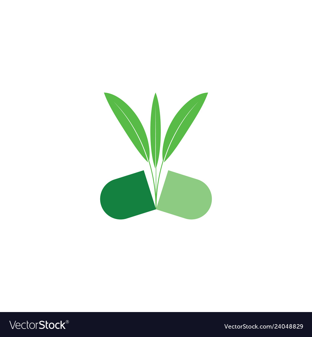 Natural bio capsule pill herbal logo icon Vector Image