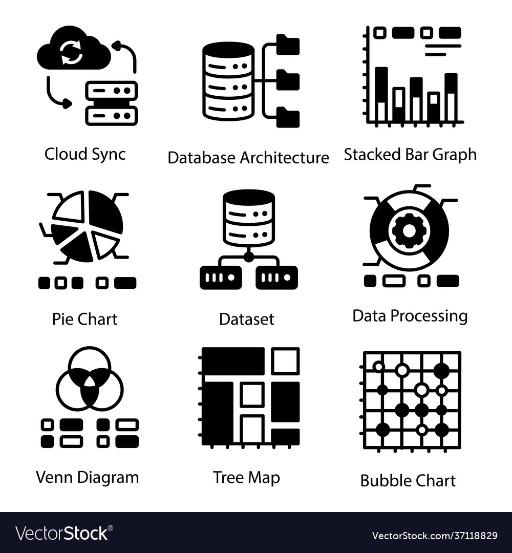 Pack website data solid icons