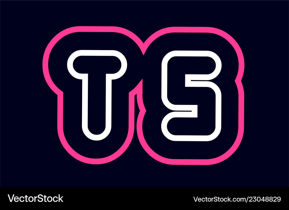 Pink white blue alphabet combination letter ts t Vector Image