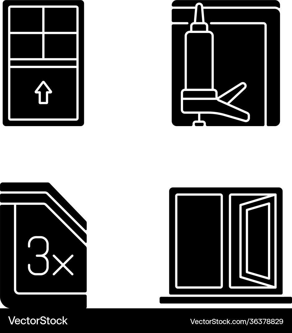 Residential window and door installation black Vector Image