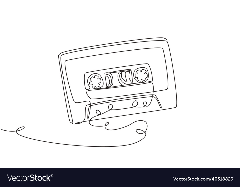 Retro Cassette Tape Drawing