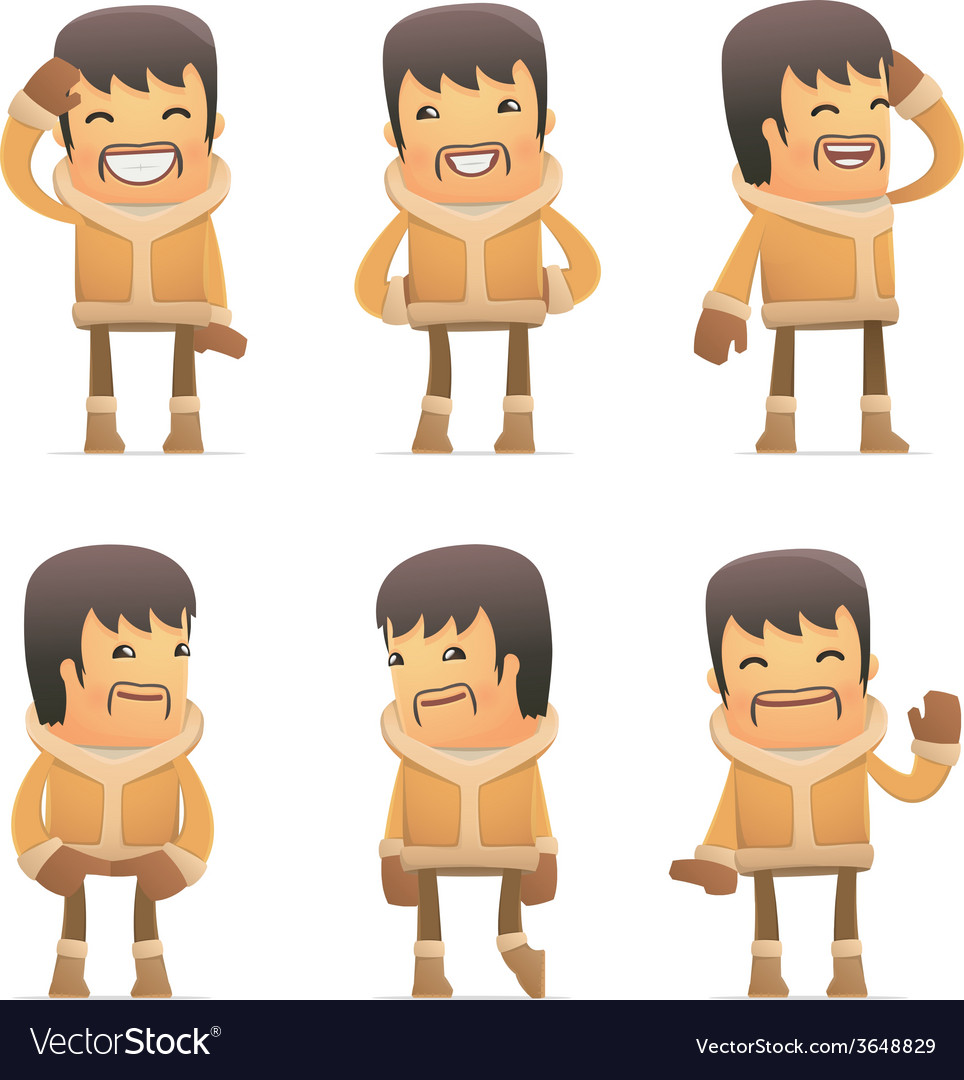 Set of eskimo character in different poses