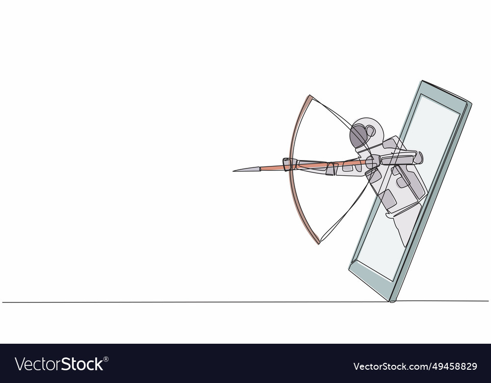 Single continuous line drawing astronaut with bow Vector Image Single continuous line drawing astronaut with bow