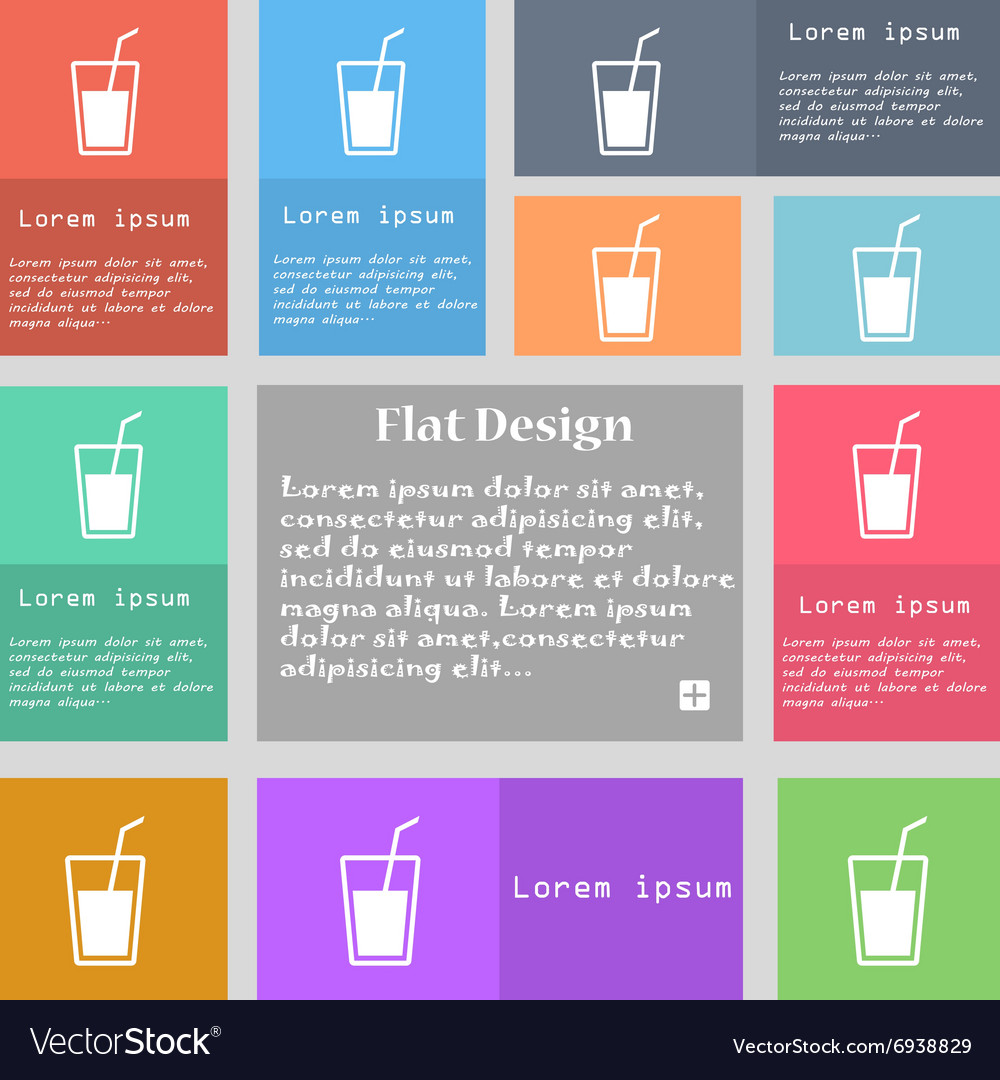 Soft drink icon sign set of multicolored buttons