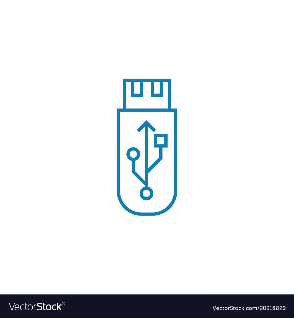 Usb stick linear icon concept line vector image Usb stick linear icon concept line