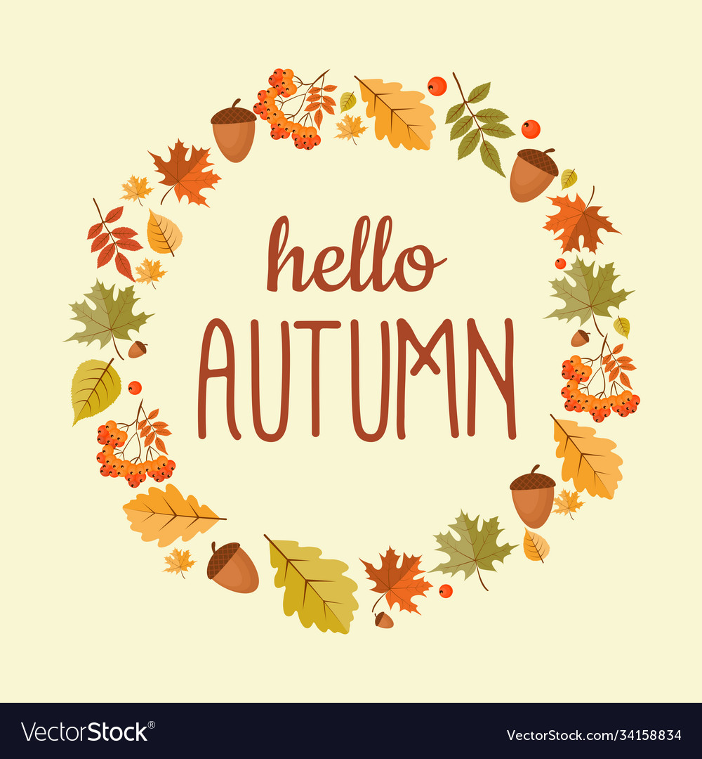 Abstract hello autumn background with falling