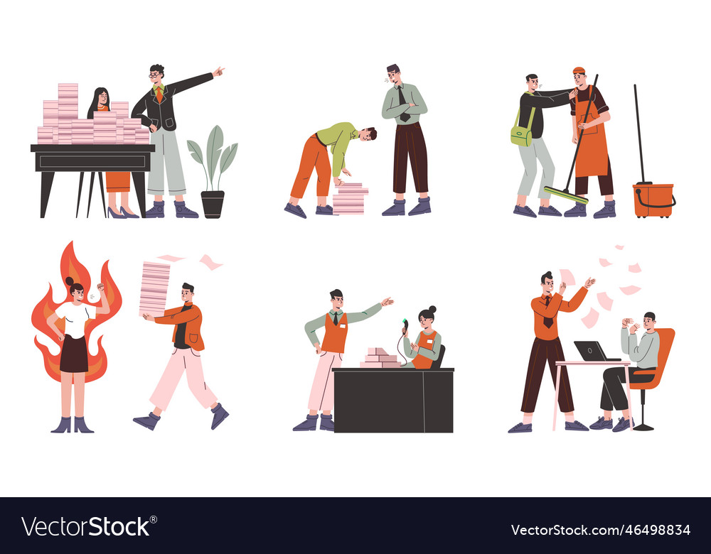 Angry Chef Boss schreit Mitarbeiter stressig vector image Angry Chef Boss schreit Mitarbeiter stressig