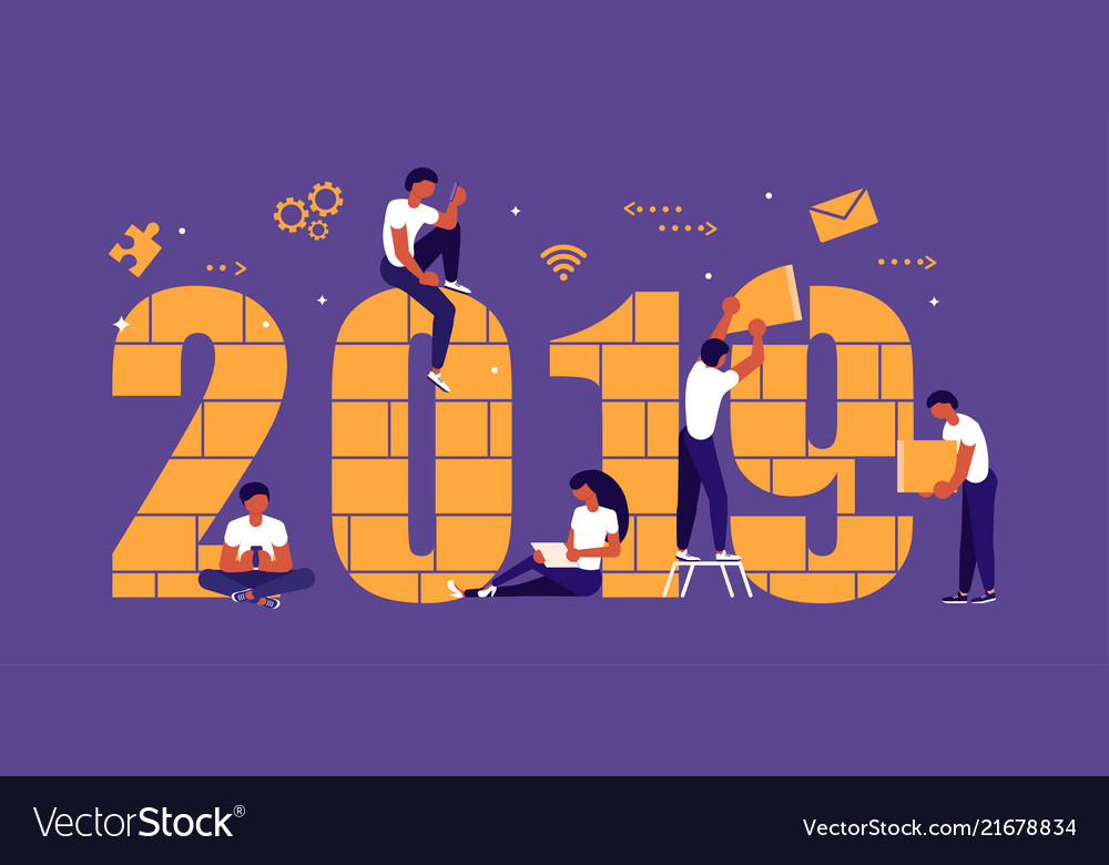 Building a numbers 2019 vector image Building a numbers 2019