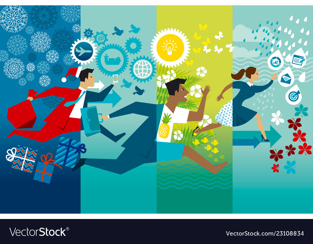 Geschäftsleute das ganze Jahr über vector image Geschäftsleute das ganze Jahr über