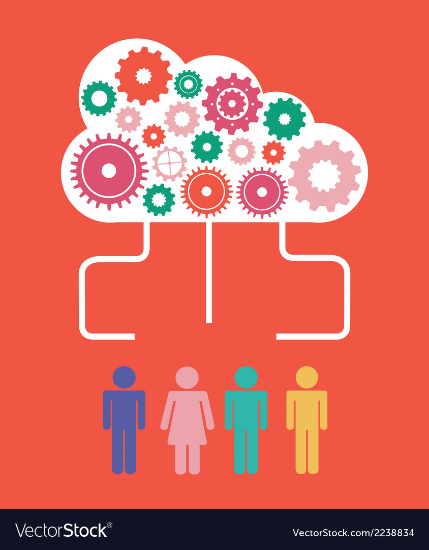 Cloud computing over orange background