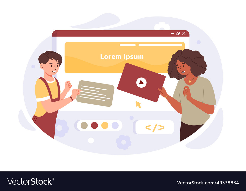 Creating page design concept Vector Image Creating page design concept