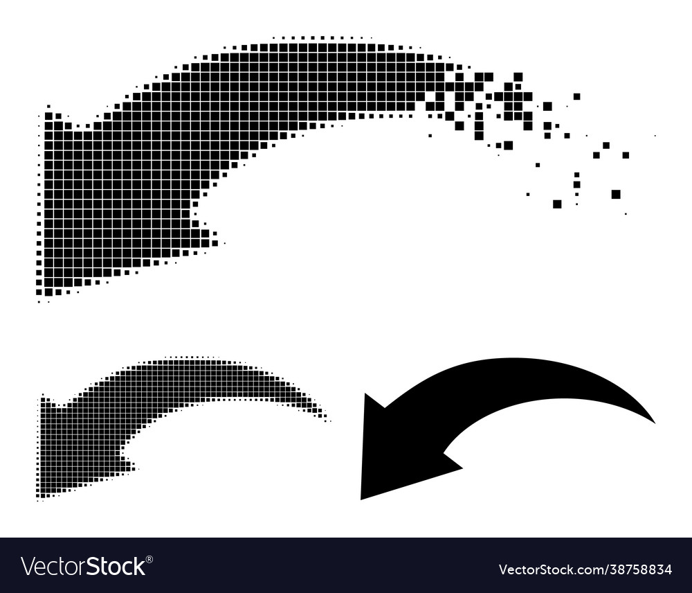 Disintegrating and halftone pixelated undo glyph vector image Disintegrating and halftone pixelated undo glyph