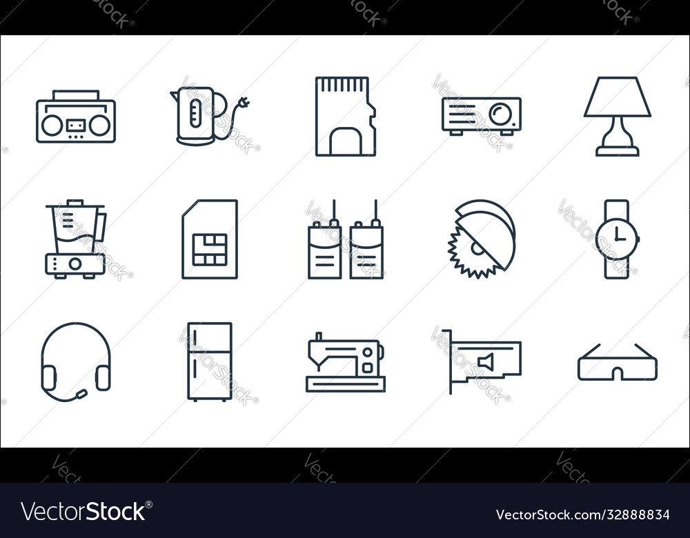 Electronic devices line icons linear set quality