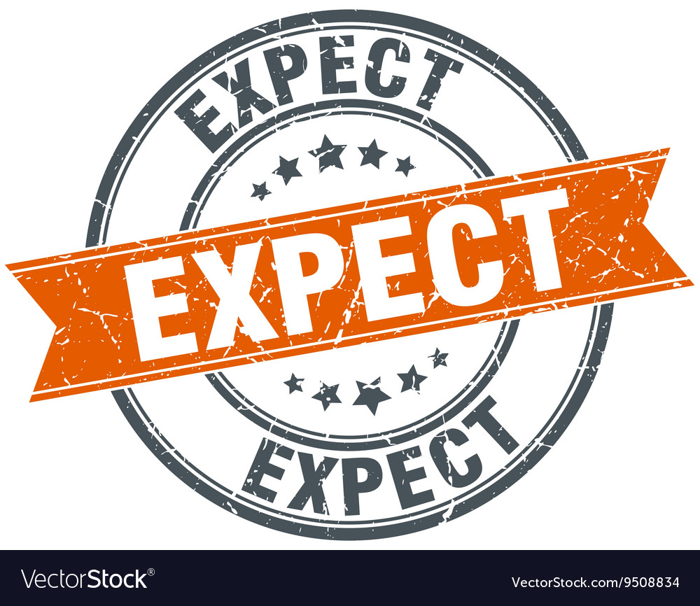 Expect round orange grungy vintage isolated stamp Vector Image