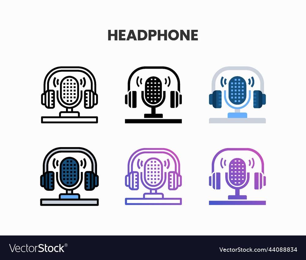 Headphone icon set with different styles