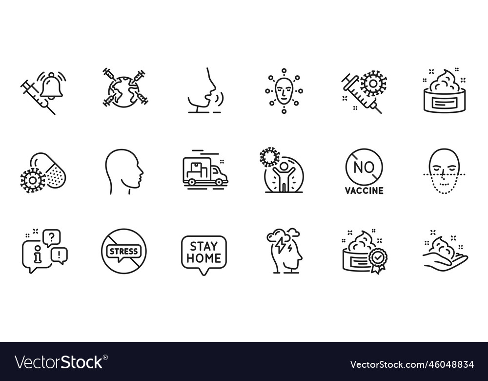 Outline set of skin care no vaccine and head line Vector Image