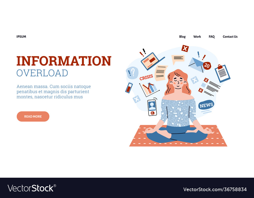 Overcoming information overload concept website Vector Image Overcoming information overload concept website