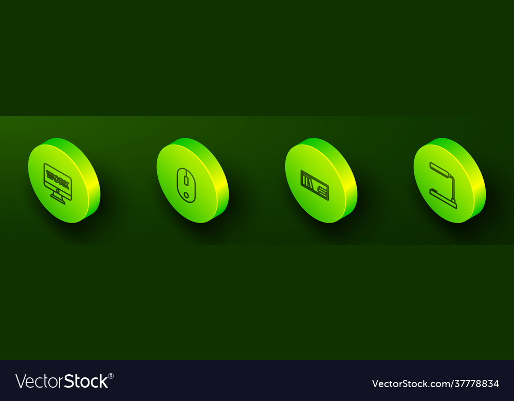 Set isometric line monitor with text work
