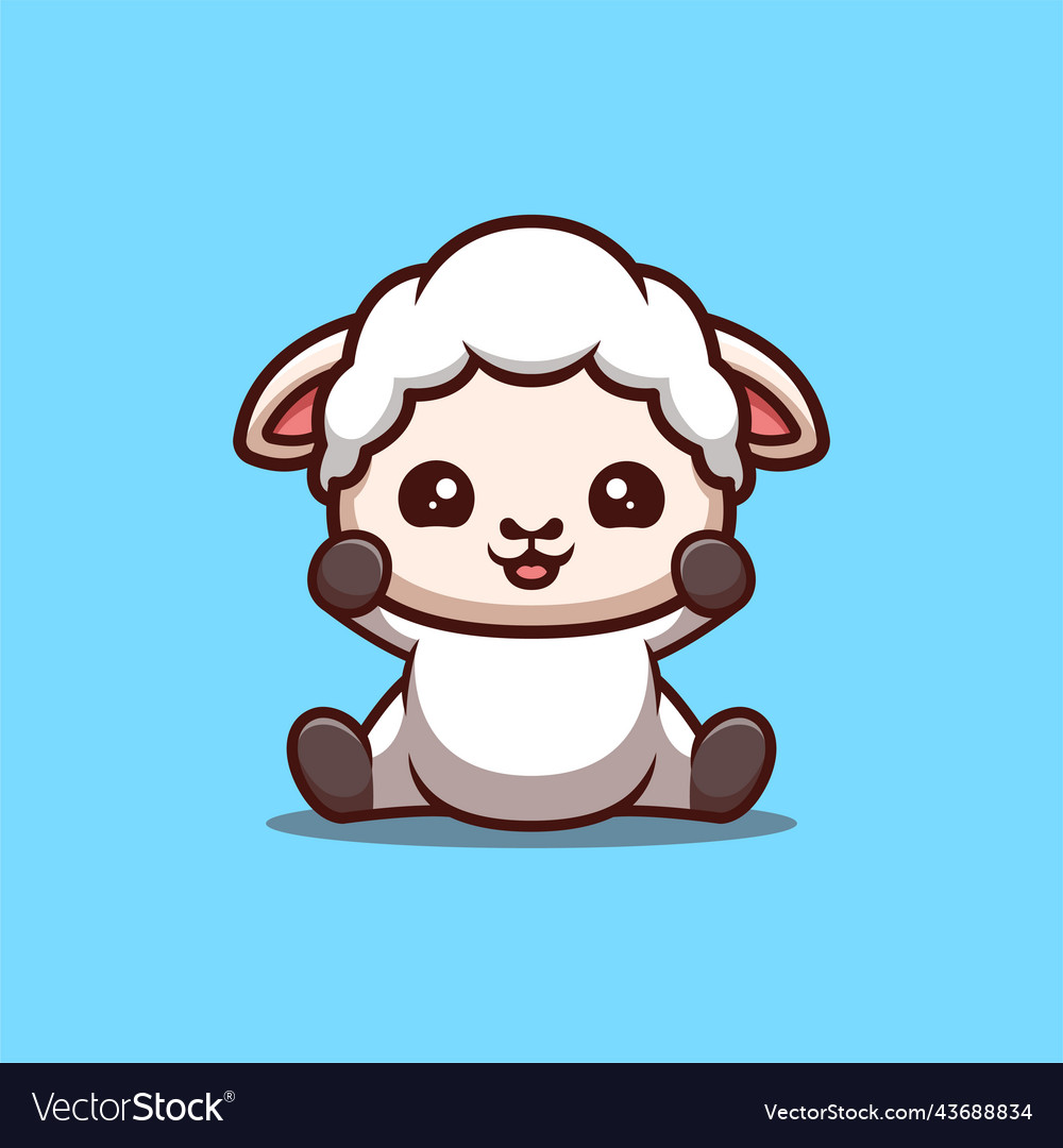 Sheep sitting excited cute creative kawaii