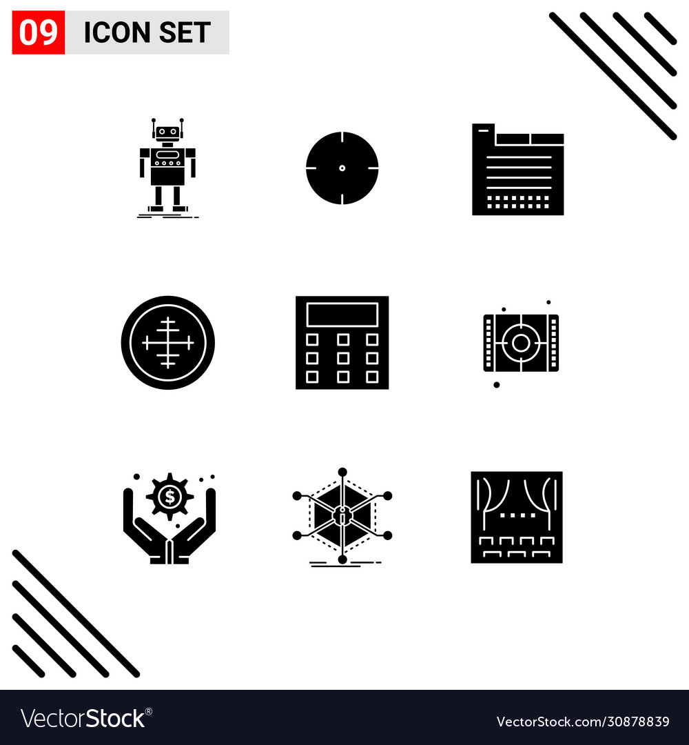9 universal solid glyphs set for web and mobile