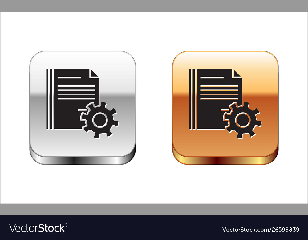 Black document settings with gears icon isolated vector image Black document settings with gears icon isolated
