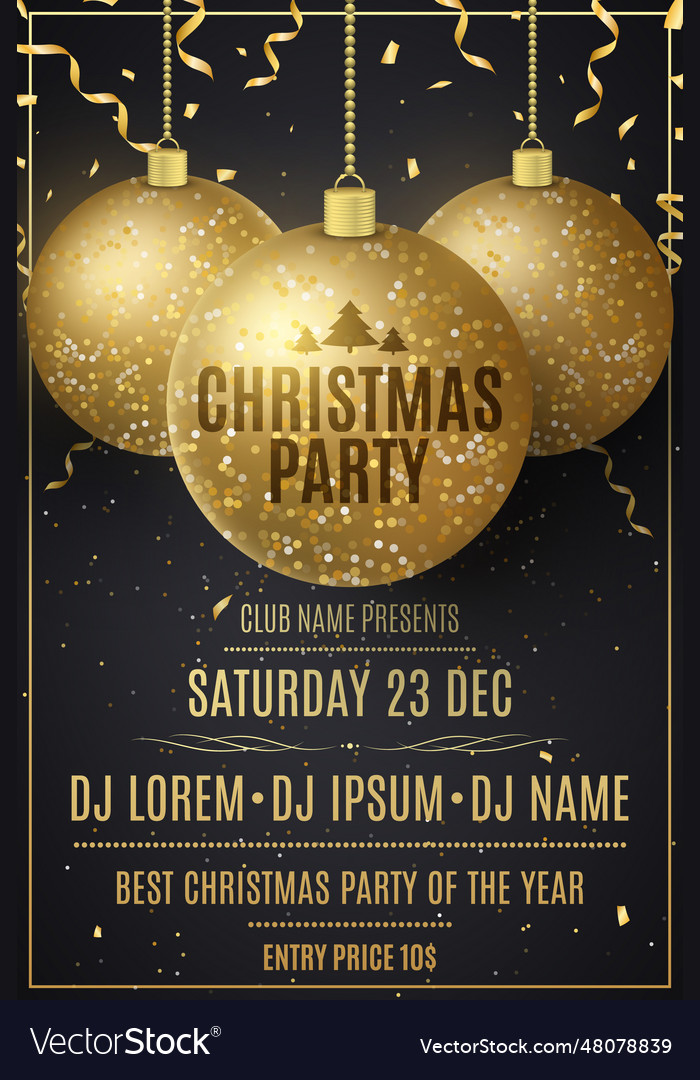 Christmas party invitation flyer decorated with Vector Image