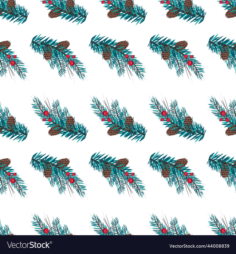 Christmas seamless pattern with fir branches