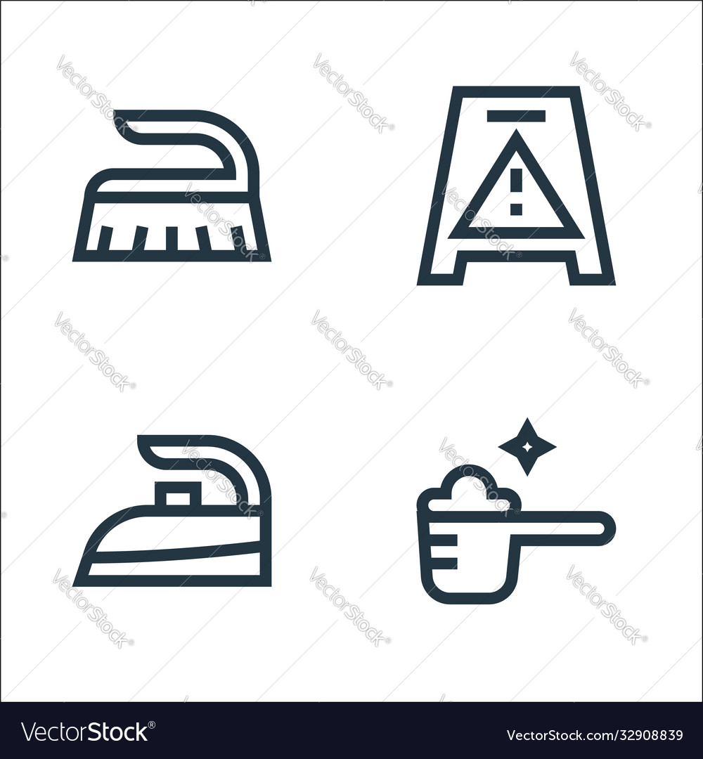 Cleaning line icons linear set quality vector image Cleaning line icons linear set quality