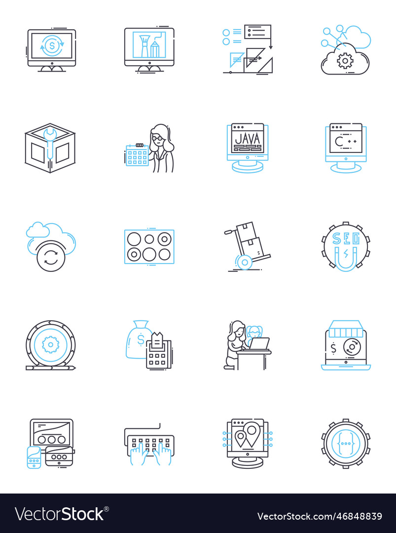 Kodierungstechniken lineare Icons setzen Algorithmen vector image Kodierungstechniken lineare Icons setzen Algorithmen