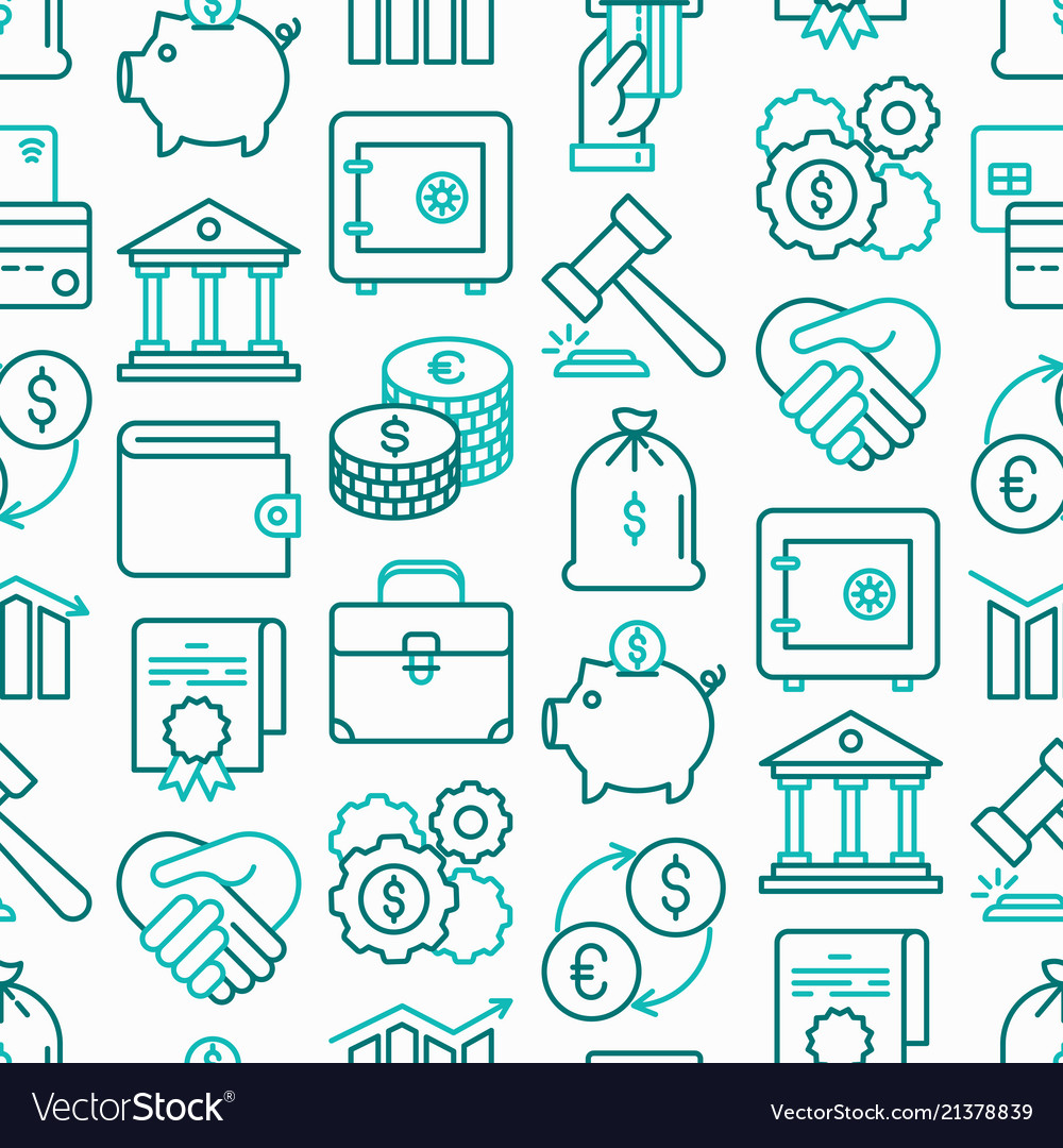 Finance seamless pattern with thin line icons vector image Finance seamless pattern with thin line icons