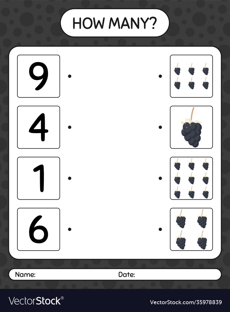 How many counting game with eggfruit worksheet vector image How many counting game with eggfruit worksheet