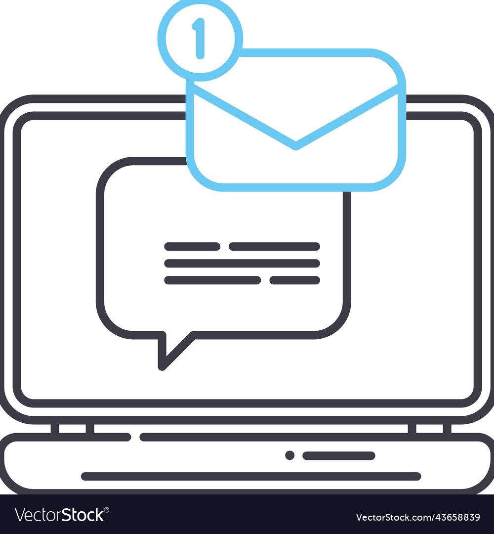Mail notification line icon outline symbol Vector Image Mail notification line icon outline symbol