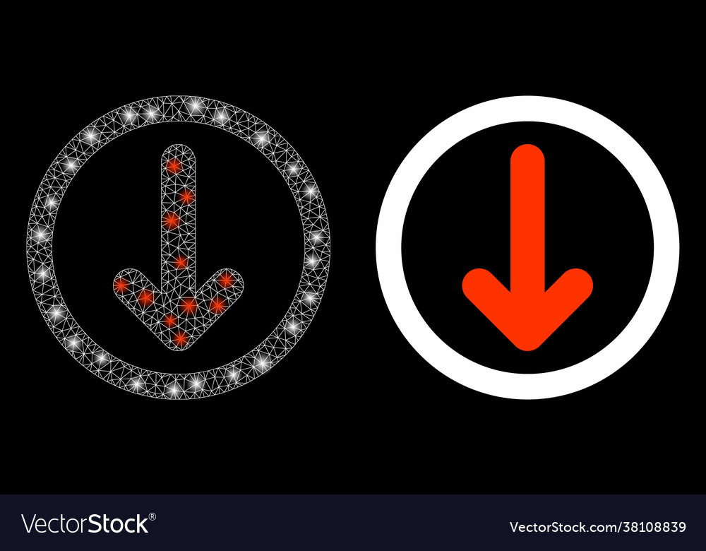 Polygonal network mesh rounded down arrow vector image Polygonal network mesh rounded down arrow