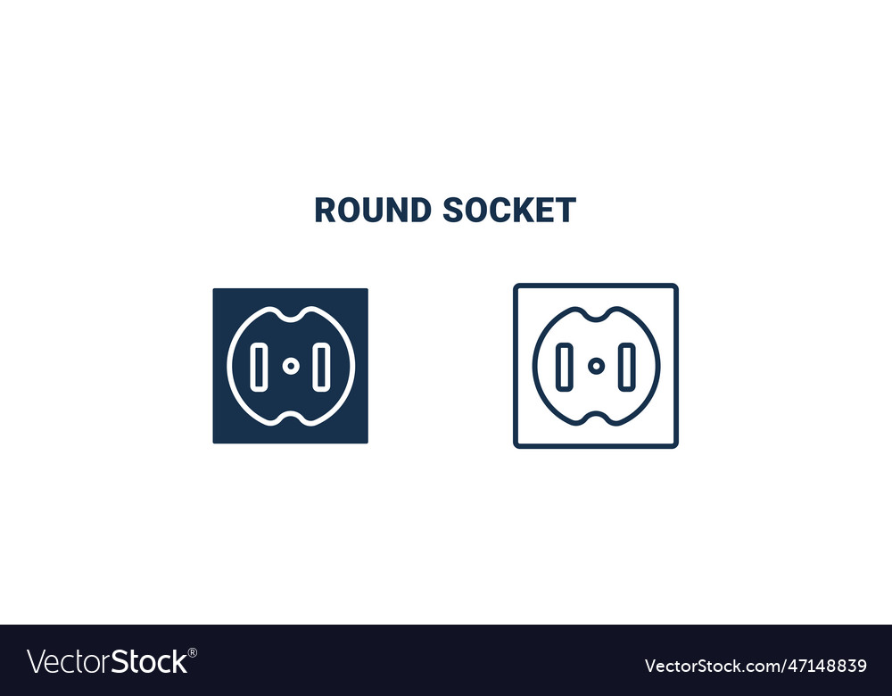 Round socket icon outline and filled vector image Round socket icon outline and filled