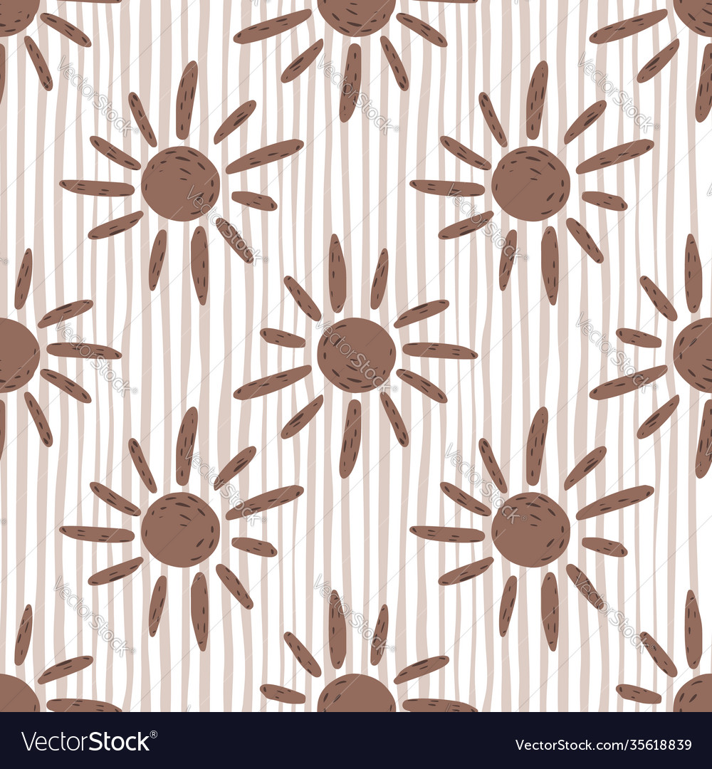 Seamless pattern with brown ethnic sun ornament