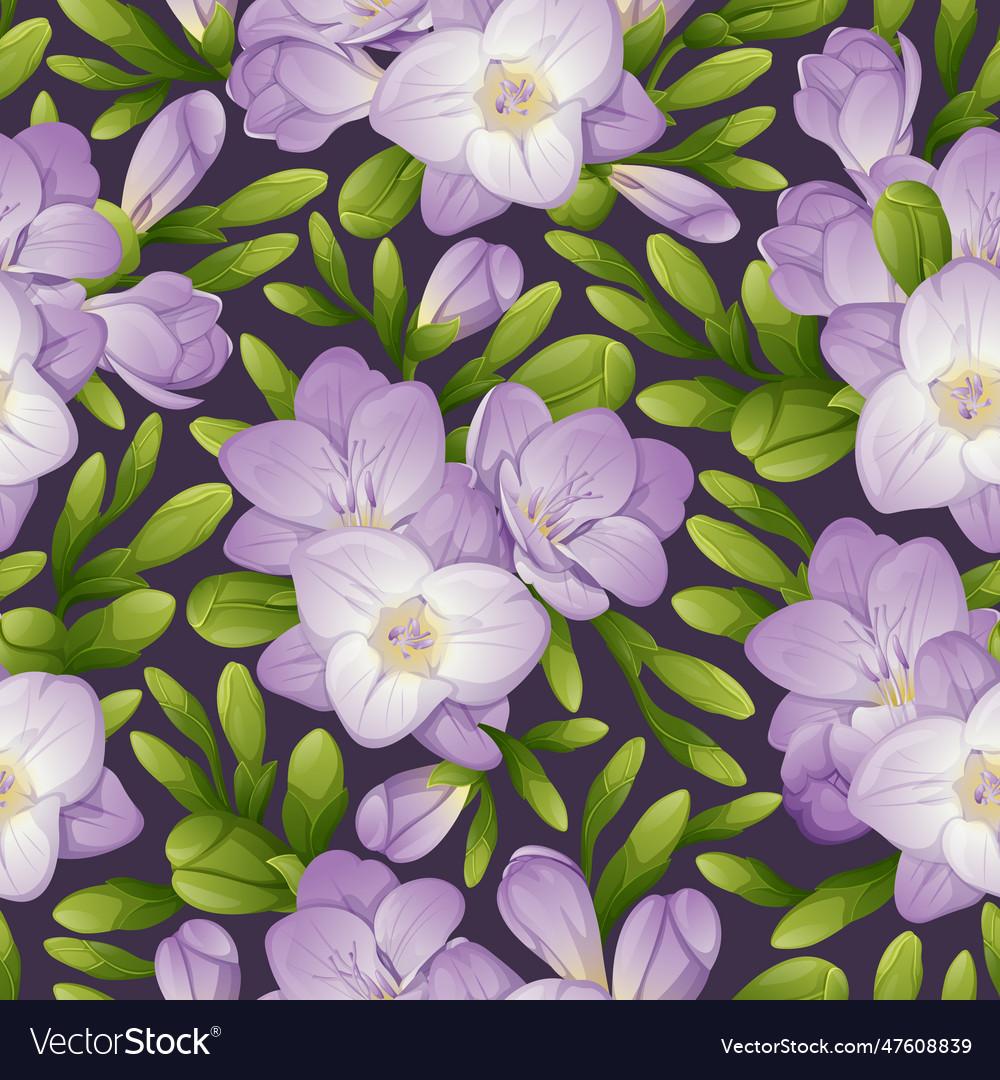Seamless pattern with freesia flowers texture vector image Seamless pattern with freesia flowers texture