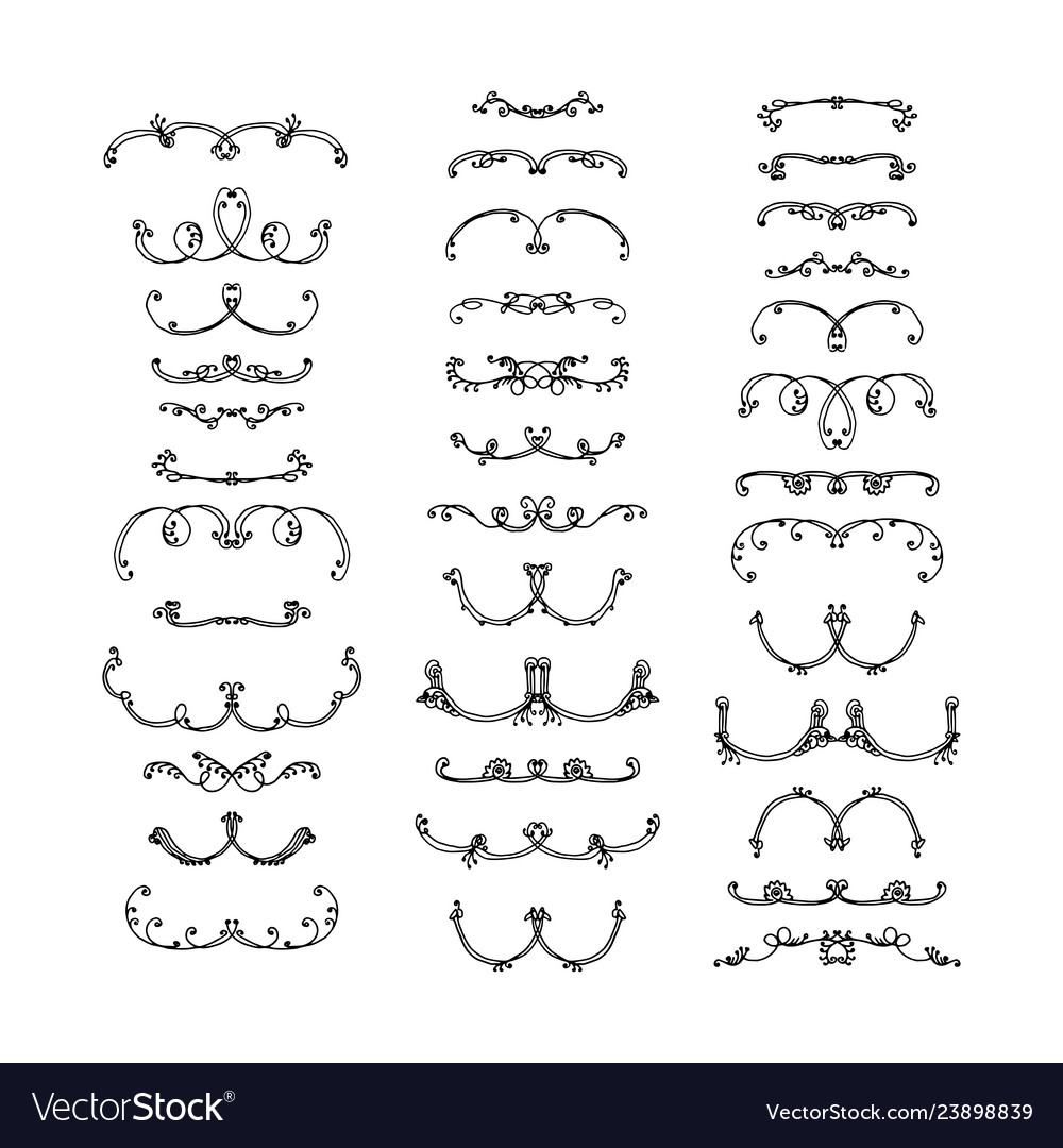 Set decorative elements hand-drawn on white Vector Image