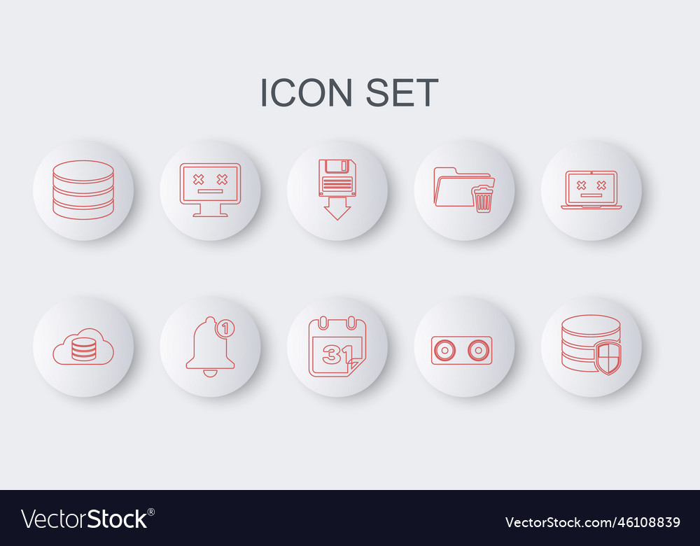 Set line database protection cloud vector image Set line database protection cloud