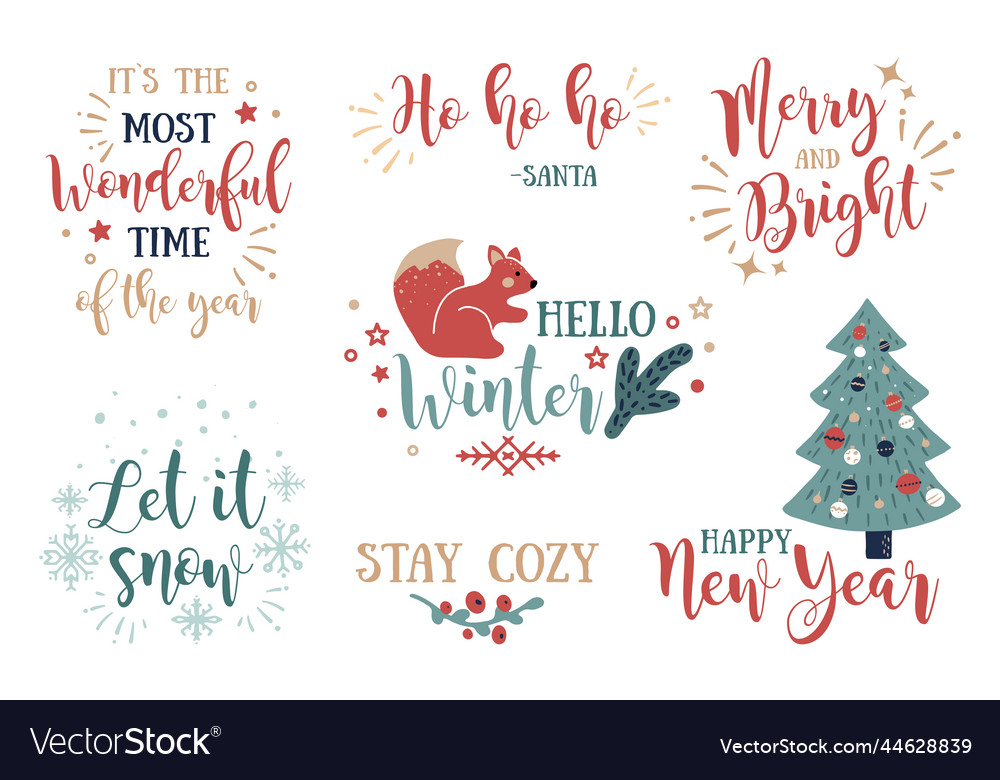 Set Of Christmas Quotes Sayings And Phrase Vector Image