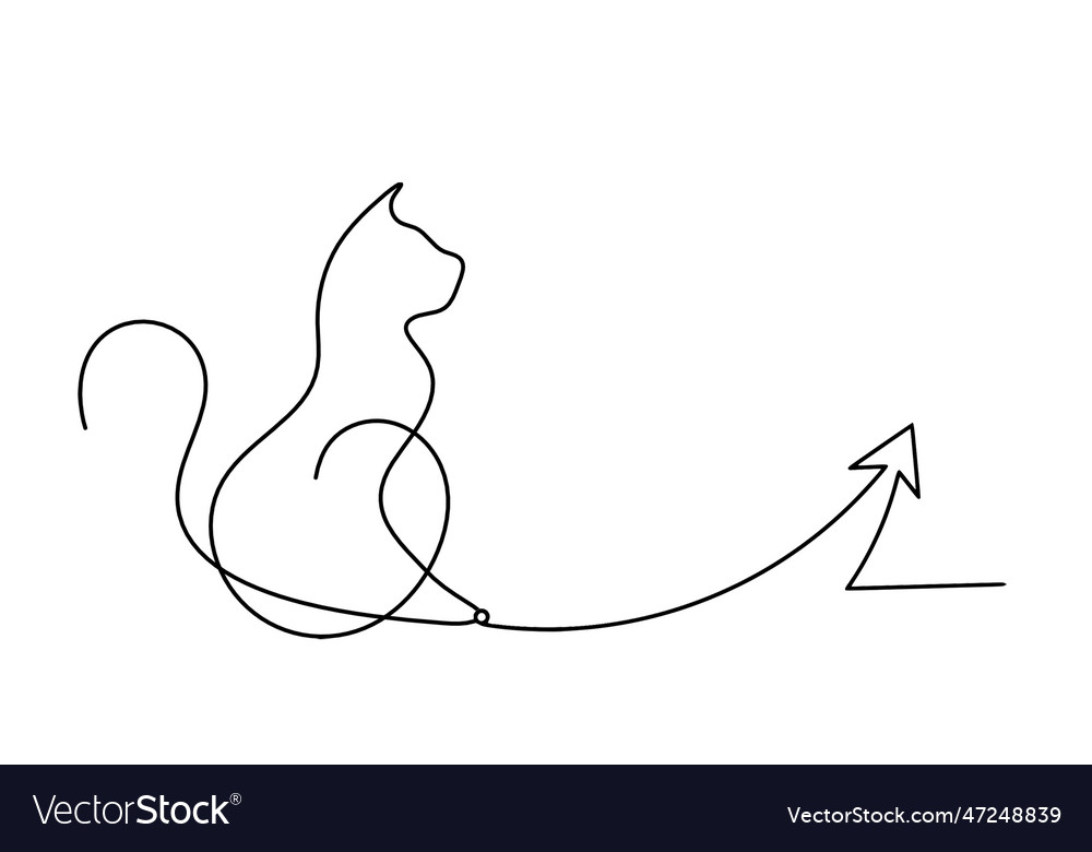 Silhouette of abstract cat with direction in line Vector Image