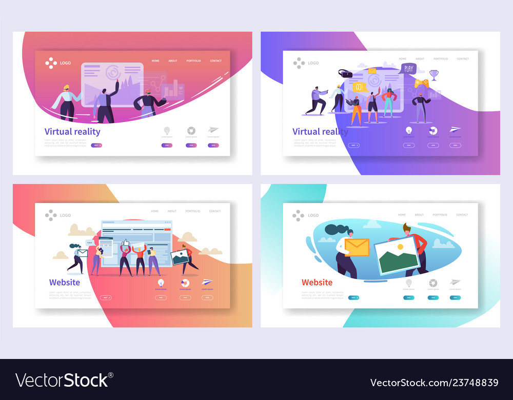 Virtual reality technology landing page set