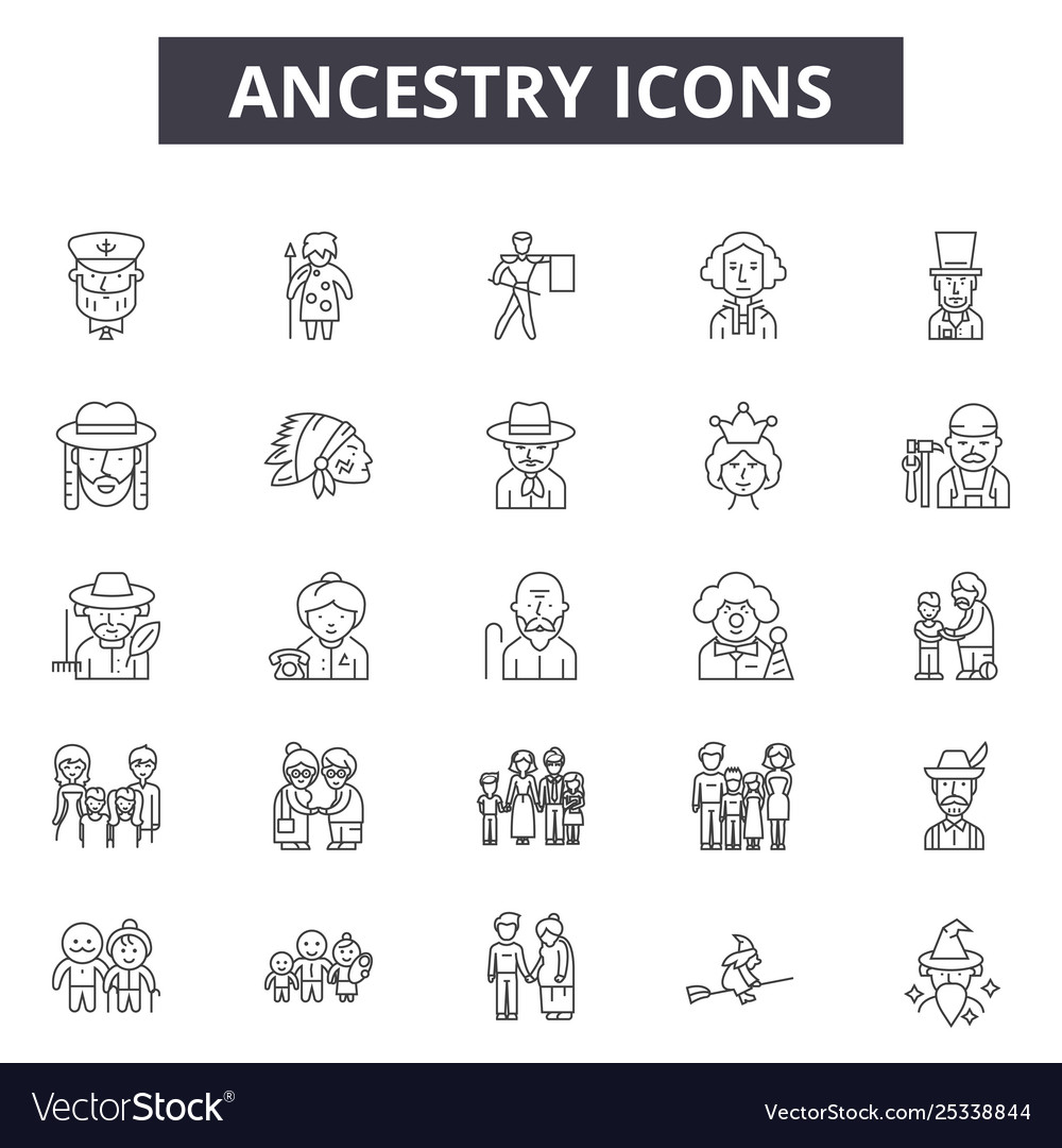 Ancestry line Icons Zeichen gesetzt linear