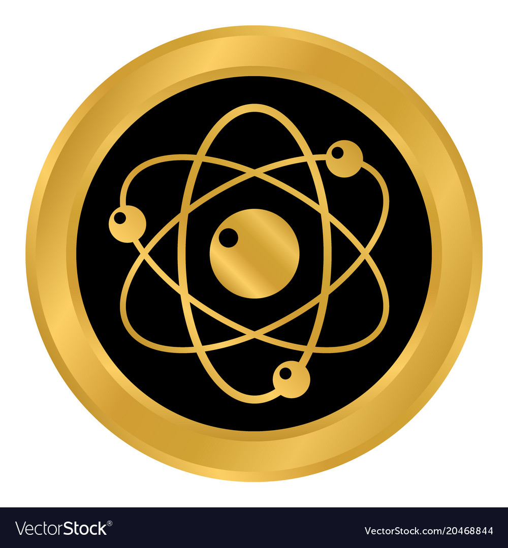 Atom button on white