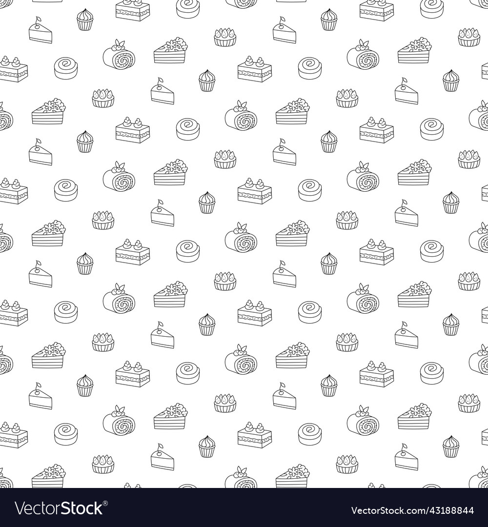 Baking cakes and desserts seamless pattern