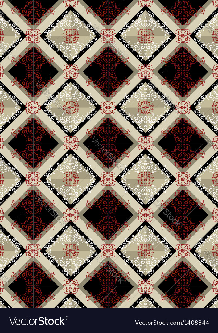 Checkered seamless background with red pattern