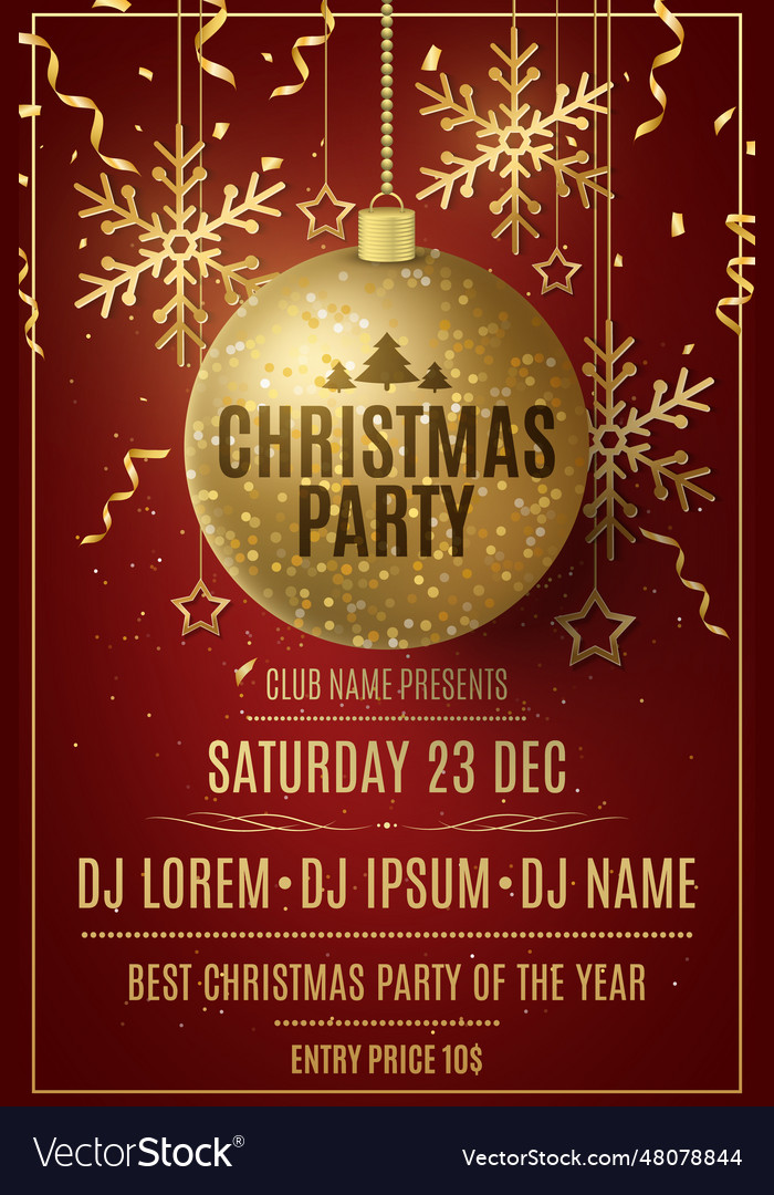 Christmas party flyer template decorations from