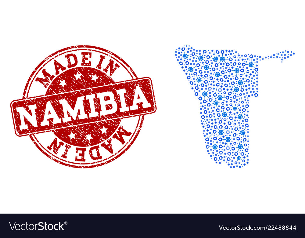 Collage map of namibia with cog links and made