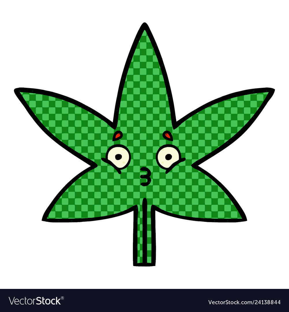 Comic book style cartoon marijuana leaf Royalty Free Vector