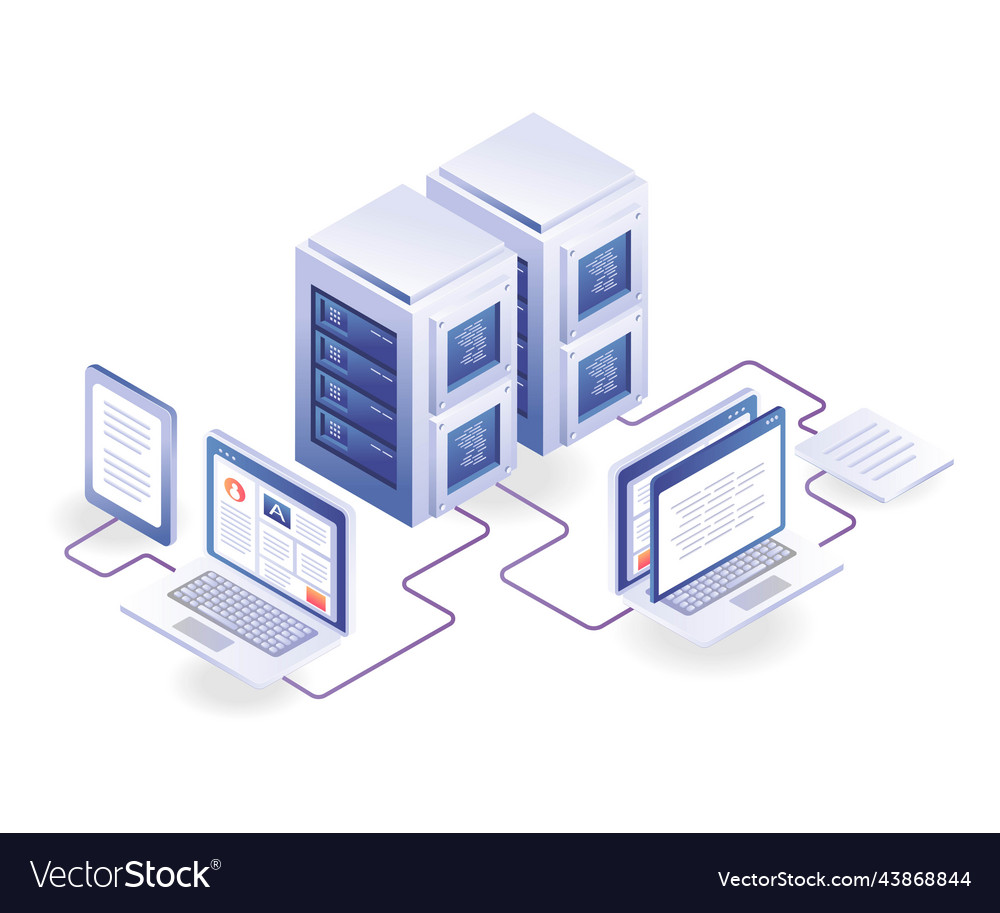Computer network server data vector image Computer network server data