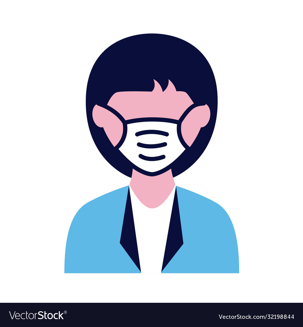 Female wearing medical mask flat style icon